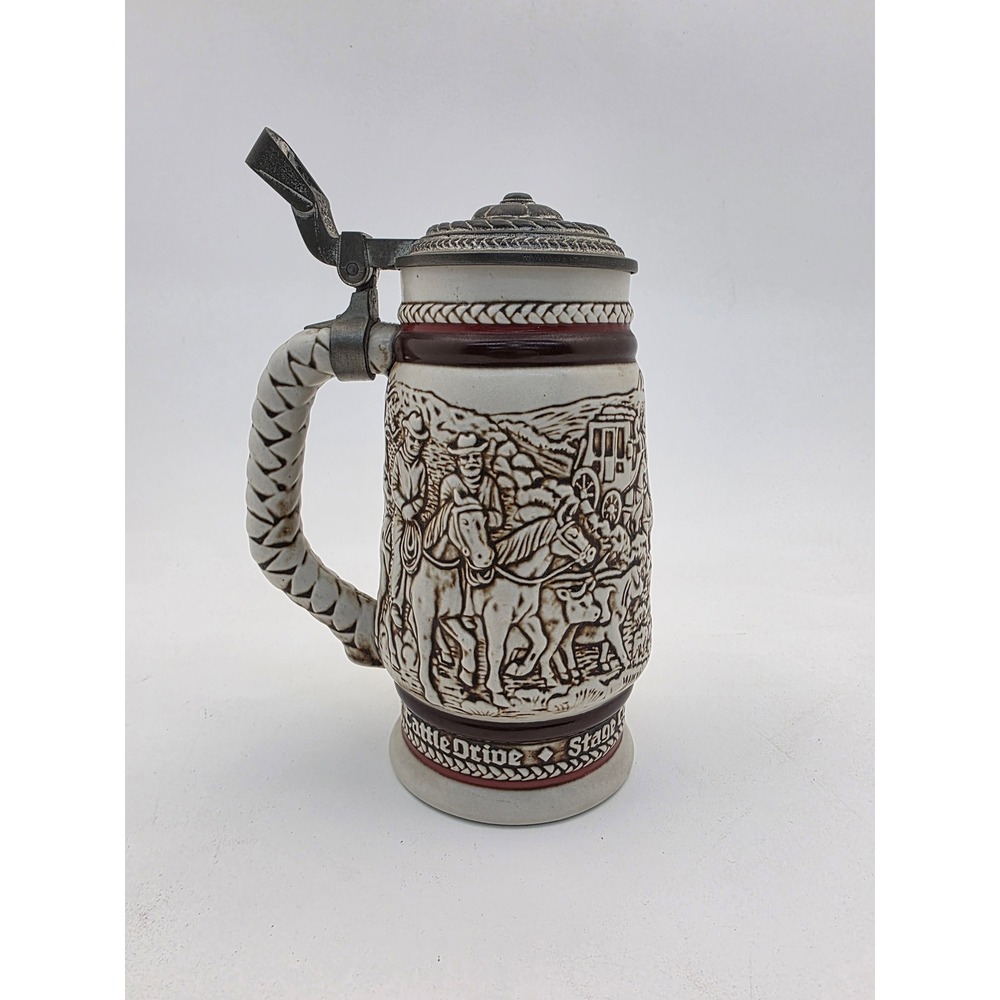 Vintage 1980 Avon Western Heritage Beer Stein Lidded Ceramic Brazil 358058